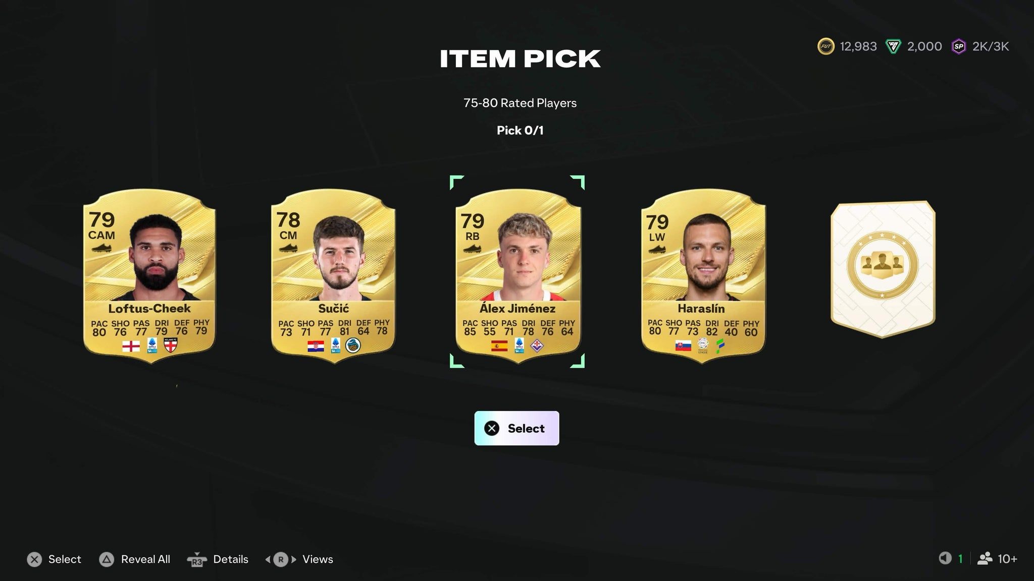 Picking a card from a selection of cards in EA Sports FC 27 Ultimate Team.