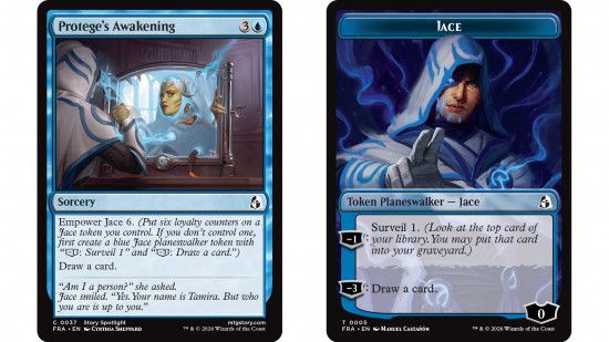 MTG Reality Fracture Jace turns up in every game - Wizards of the Coast MTG artwork showing the cards Protege's Awakening and a Jace token