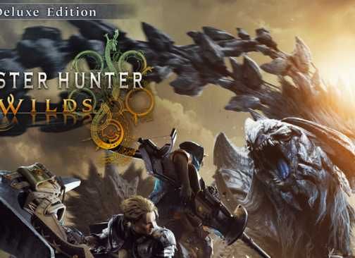 Hunter fights a monster on the cover art for the deluxe edition of Monster Hunter Wilds