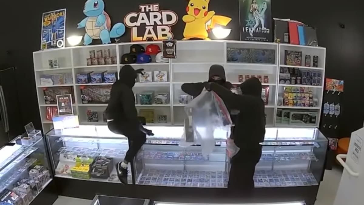 3 masked men stealing pokemon cards