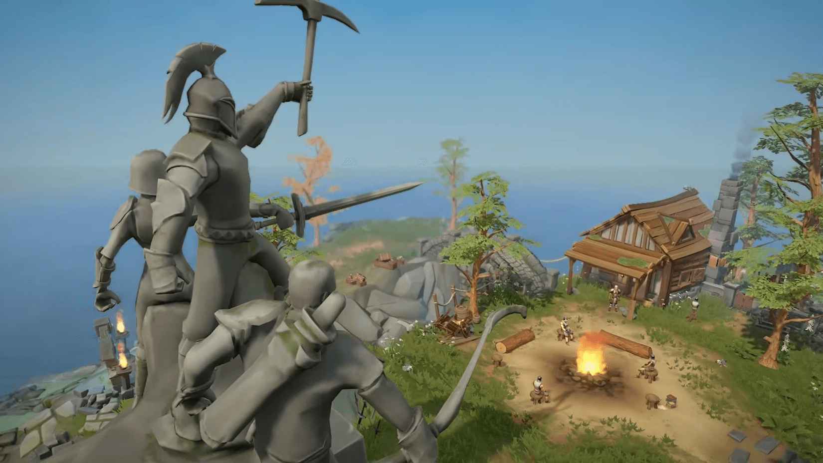 RuneScape Reignited trailer screenshot of statues on an island.