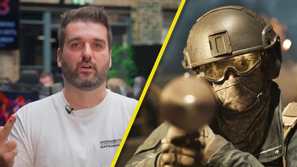 WARDOGS CEO Joe Brammer (left), WARDOGS console announcement trailer screenshot featuring a soldier with an RPG (right).